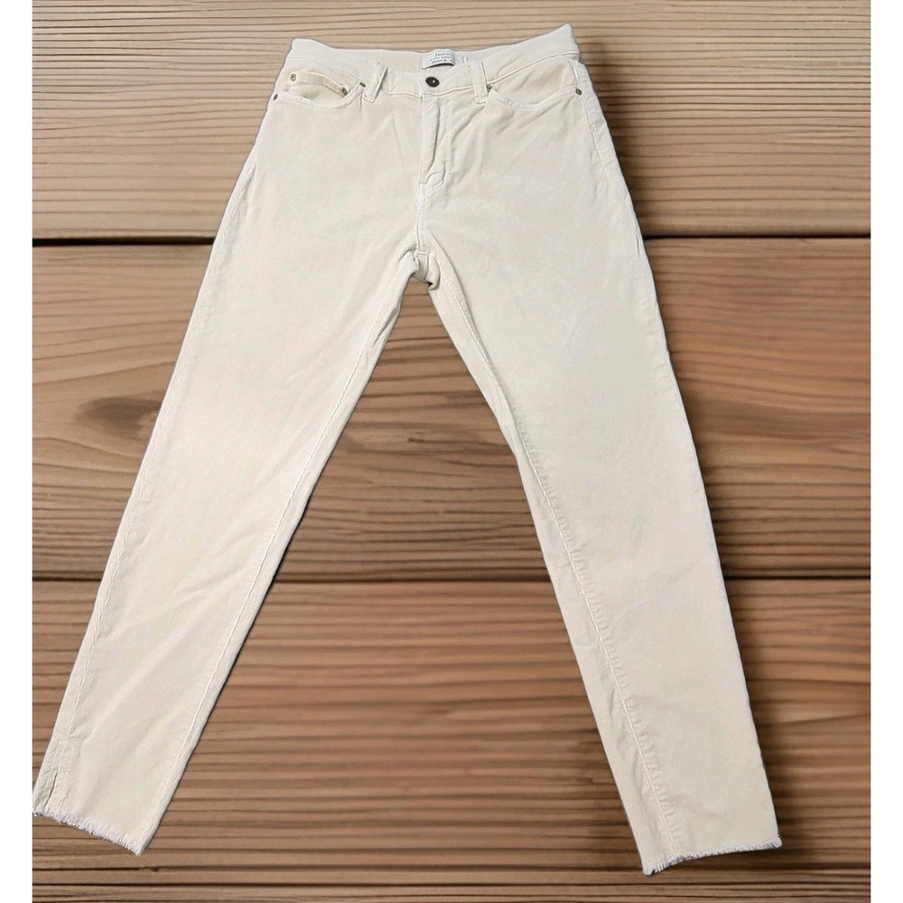 Principle Denim Innovators Women's Corduroy Jeans Cream Size 28 Raw Hem‎ USA